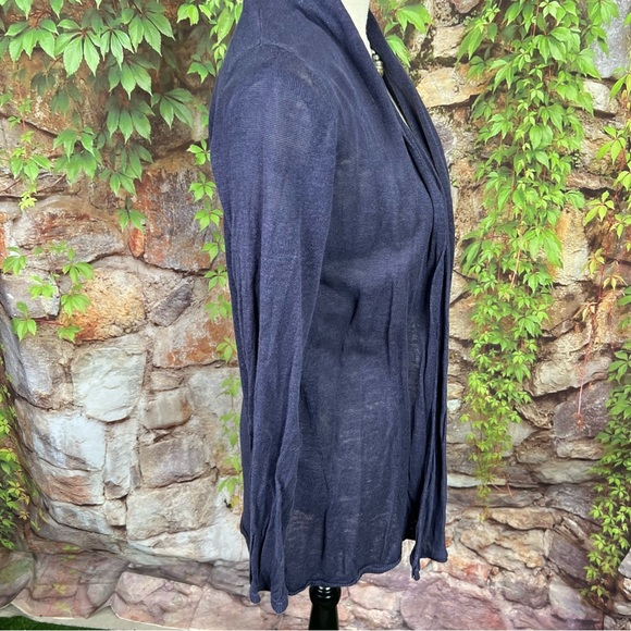 RACHEL ZOE Sheer Linen Periwinkle Blue Open Front Cardigan with Shawl Co… - Picture 6 of 10